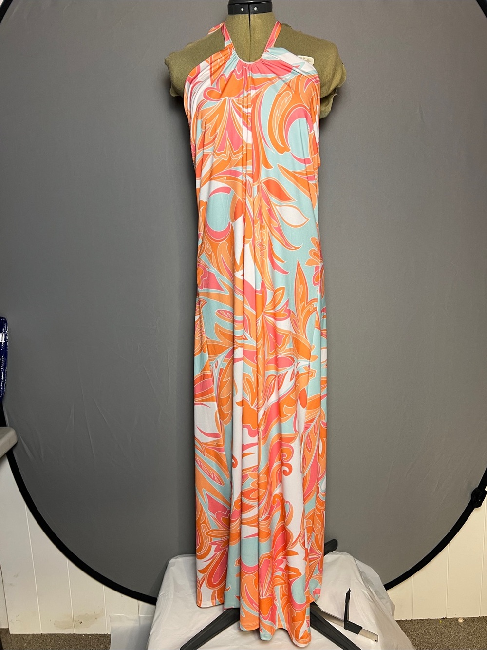 Boston Proper Pink, Orange & Mint Swirl Dress